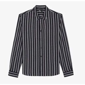 $325 THE KOOPLES Stripe Print Slim Fit Woven Shirt Men size M NWT Preppy Career